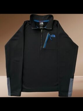 The North Face Black Half-Zip Performance Pullover with Blue Accents